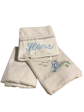3 vintage pillowcases